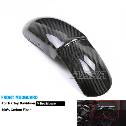AISKA Twill Weave Glossy 100% 3K Carbon Fiber Front Mudguard for Harley Davidson VRSCF V-Rod Muscle