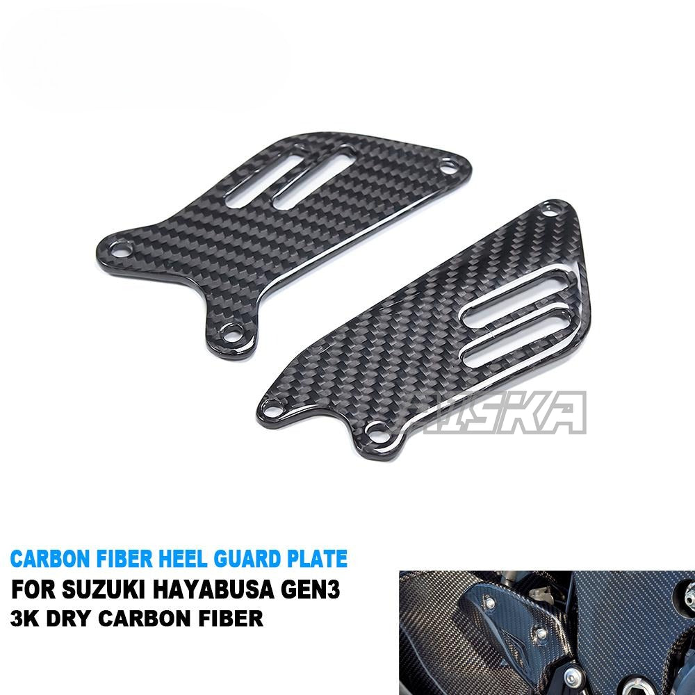 AISKA 3K Dry Carbon Fiber Motorcycle Accessories Rearset Heel Guard Plate Cover for Suzuki Hayabusa Gen3 GSX1300R 2021-2025