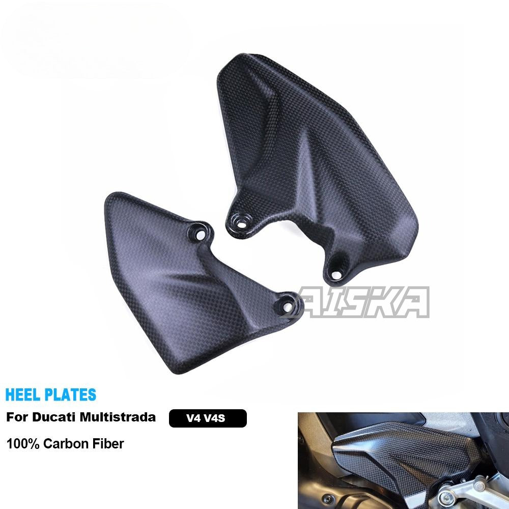 AISKA 100% Dry Carbon Fiber Parts Motorcycle Accessories Heel Plates for Ducati Multistrada V4 1100 2021-2023