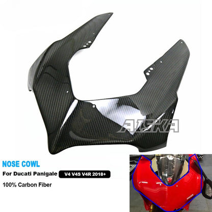 AISKA 3K 3*3 Carbon Fiber Motorcycle Accessories Nose Cowl  for  Ducati Panigale  V4 V4S V4R 2018-2024