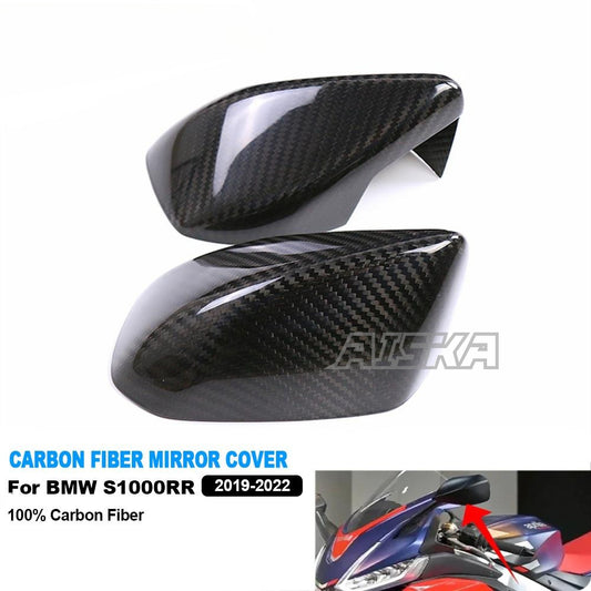 AISKA Motorcycle Mirror Cover Rearview Guards Real Carbon Fiber Rearview Mirror Protector Cowling for BMW S1000RR 2019-2022