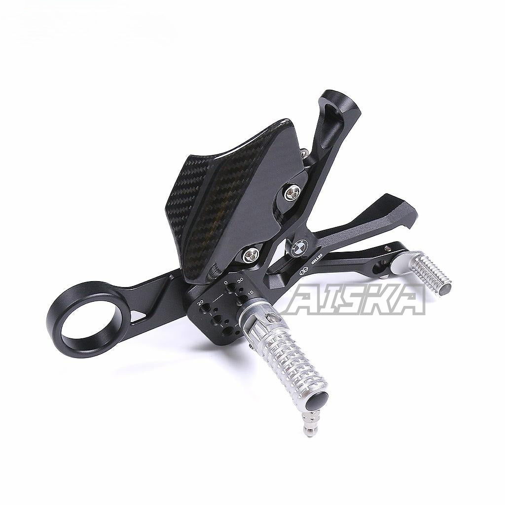 AISKA Dry Carbon Fiber Footrest Kits Racing Products Motorcycle Adjustable Foot Pegs Rearset for BMW Motorrad M1000RR 2023 2024