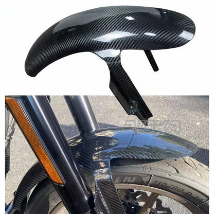 AISKA Twill Weave Glossy 3K Carbon Fiber Motorcycle Front Fender Hugger for Harley Softail Low Rider S/ST FXRST FXLRS FXLRST