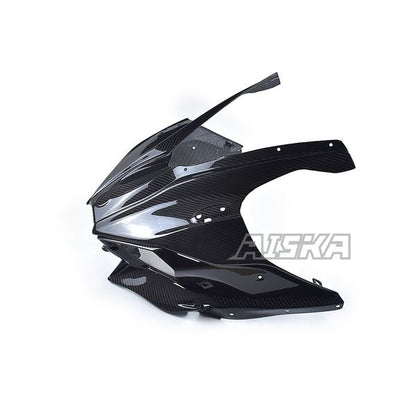 AISKA Full 3K Dry Carbon Fiber Motorcycle Front Headlight Fairing for Kawasaki Ninja H2 H2R 2015-2024