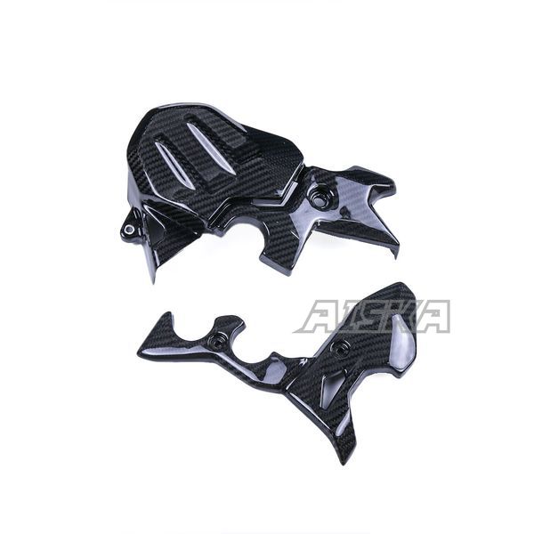 AISKA 100% 3K Dry Carbon Fiber Motorcycle Accessories Engine Protection Case Set Cover for Kawasaki Ninja 400 2018-2024