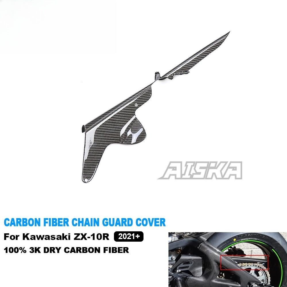 AISKA 3K Dry Carbon Fiber Motorcycle Rear Chain Guard Cover Protector for Kawasaki Ninja ZX10R ZX-10R 2021 2022 2023 2024