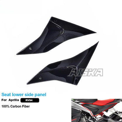 AISKA 100% 3K Pure All Dry Carbon Fiber Motorcycle Body Accessories Seat Lower Side Panel for Aprilia TUONO V4 RSV4 2021-2024