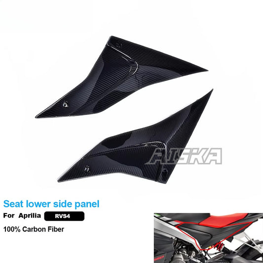 AISKA 100% 3K Pure All Dry Carbon Fiber Motorcycle Body Accessories Seat Lower Side Panel for Aprilia TUONO V4 RSV4 2021-2024