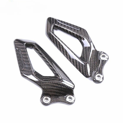 AISKA 3K 3*3 Twill Weave Gloss Carbon Fiber Rearset Plate Foot Peg Protector Motorcycle Heel Guard for BMW S1000RR 2019-2024