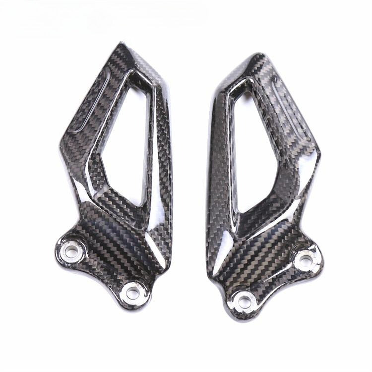 AISKA 3K 3*3 Twill Weave Gloss Carbon Fiber Rearset Plate Foot Peg Protector Motorcycle Heel Guard for BMW S1000RR 2019-2024