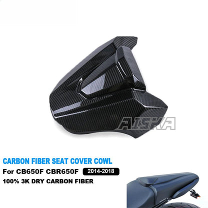 AISKA Dry Carbon Fiber Motorcycle Rear Seat Cover Cowl Fairings for Honda CB650F CBR650F 2014-2018 CB650R CBR650R 2019+