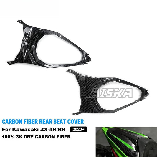 AISKA 3K Dry Carbon Fiber Motorcycle Rear Upper Tail Seat Cover Fairing for Kawasaki Ninja ZX-4R ZX-4RR ZX25R 2020-2024