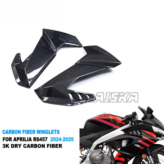 AISKA 100% 3K Twill Glossy Dry Carbon Fiber Aerodynamic Wing Kit Spoiler Winglets for Aprilia RS457 2023 2024 2025