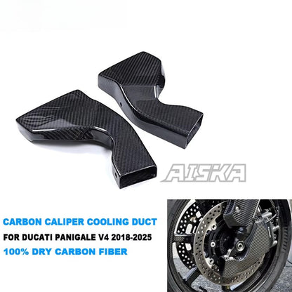 AISKA New 100% 3K Full Dry Carbon Fiber Motorcycle Brake Caliper Cooler Air Duct for Ducati Panigale V4 V4S 2018-2025
