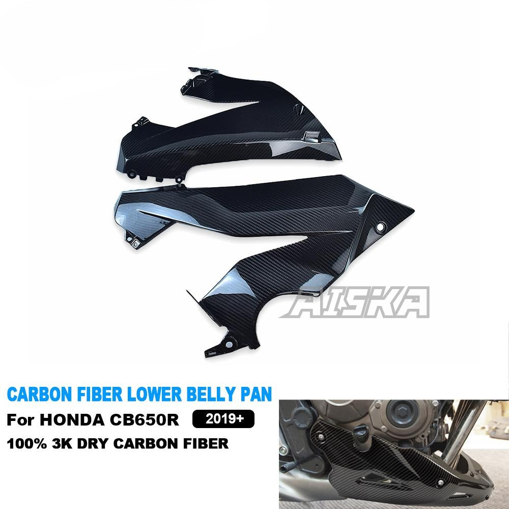 AISKA Motorcycle 3K Dry Carbon Fiber Engine Spoiler Lower Fairing Body Frame Panel Belly Pan for Honda CB650R CBR650R 2019+