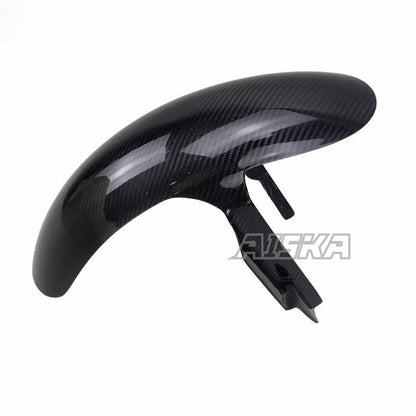 AISKA Twill Weave Glossy 3K Carbon Fiber Motorcycle Front Fender Hugger for Harley Softail Low Rider S/ST FXRST FXLRS FXLRST