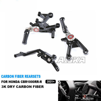 AISKA Dry Carbon Fiber Footrest Kits Racing Products Motorcycle Adjustable Rearset for Honda CBR 1000RR-R 2021 2022 2023 2024