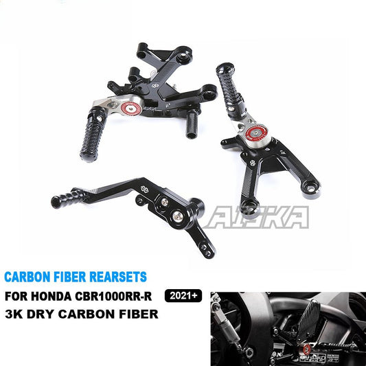 AISKA Dry Carbon Fiber Footrest Kits Racing Products Motorcycle Adjustable Rearset for Honda CBR 1000RR-R 2021 2022 2023 2024