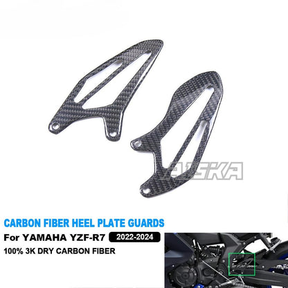 AISKA 100% Pure 3K Full Motorcycle Carbon Fiber Fairing Accessories Heel Guards Plate Protector for Yamaha R7 2022 2023 2024