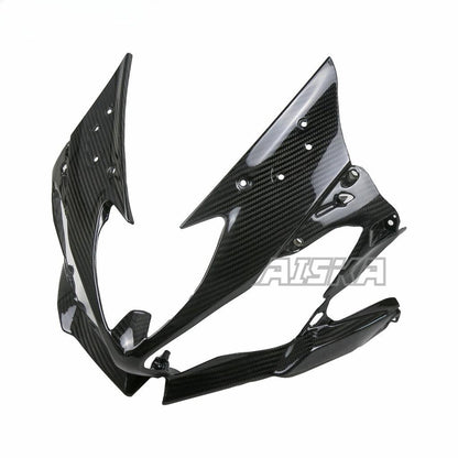 AISKA 3K Dry Carbon Fiber Motorcycle Front Nose Headlight Cover Fairing Cowl for Kawasaki ZX-6R 2019-2024