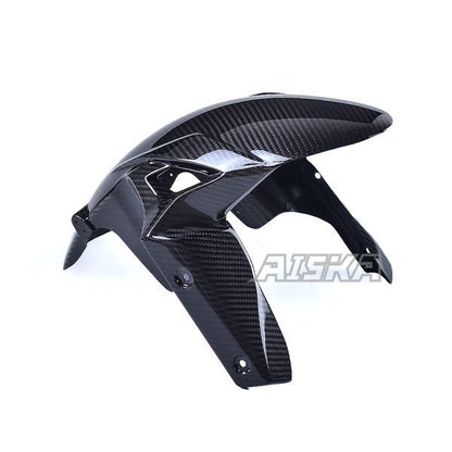 AISKA 3K Dry Carbon Fiber Motorcycle Front Fender Hugger Mudguard Fairing for Kawasaki Ninja ZX-6R 2019-2024