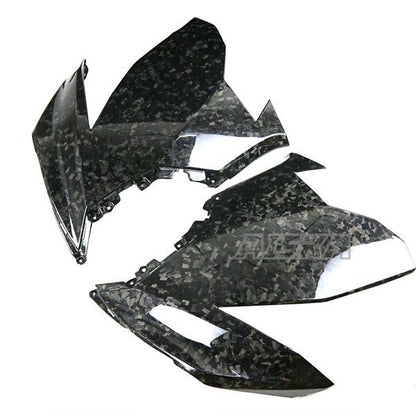 AISKA 100% 3K Dry Carbon Fiber Motorcycle Accessories Front Upper Side Spoiler Panel Fairing for Kawasaki Ninja 400 2018-2024