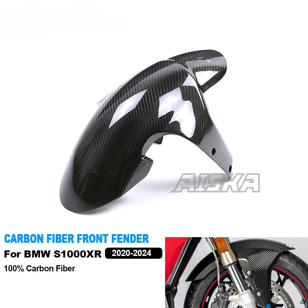 AISKA Wholesale 3K 3*3 Real Dry Carbon Fiber Motorcycle Mudguard Splash Fairing Guard Front Fender for BMW S1000XR 2020-2024
