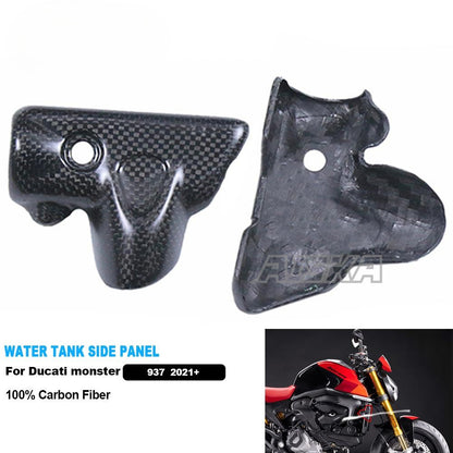 AISKA 3K 3*3 Carbon Fiber Motorcycle Accessories Water tank Side Panel for Ducati Monster 937 2021+