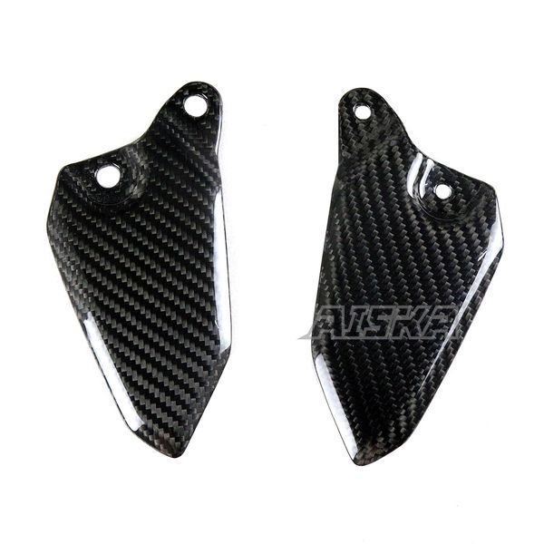 AISKA 3K Dry Carbon Fiber Motorcycle Rear Footrest Wing Protector Rearset Heel Plate Guards for Kawasaki Z900RS 2018-2024