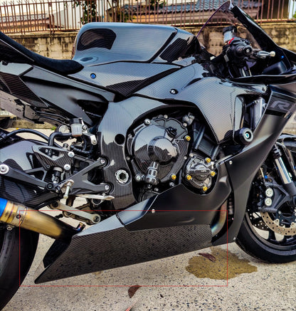 AISKA Carbon Fiber Racing Motorcycle Body Parts Kit Lower Under Tray Belly Pan for Yamaha YZF-R1 R1M 2015 2016 2017 2018 2019