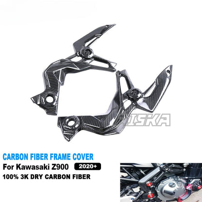 AISKA 3K Dry Carbon Fiber Motorcycle Accessories Front Side Trim Frame Body Cover Panel Fairing for Kawasaki Z900 2020-2024