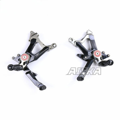 AISKA CNC Aluminum Dry Carbon Fiber Footpeg Rearset Motorcycle Racing Adjustable Rear Footrest for Ducati Panigale V4 V4R V4S