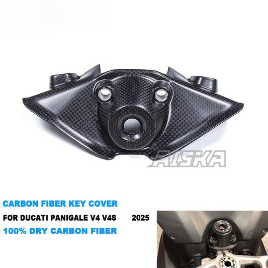 AISKA 100% 3K Full Dry Carbon Fiber Motorcycle Ignition Switch Key Block Cover for Ducati Panigale V4 V4S 2025