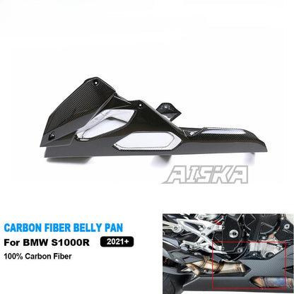 AISKA 3K Carbon Fiber Motorcycle Accessories Bellypan Lower Bottom Belly Pan Panel Cowl Fairing for BMW S1000R M1000R 2021-2025
