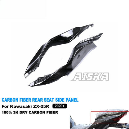 AISKA 3K Dry Carbon Fiber Motorcycle Rear Tail Seat Side Panel Cover Fairing for Kawasaki Ninja ZX-25R 2020-2024