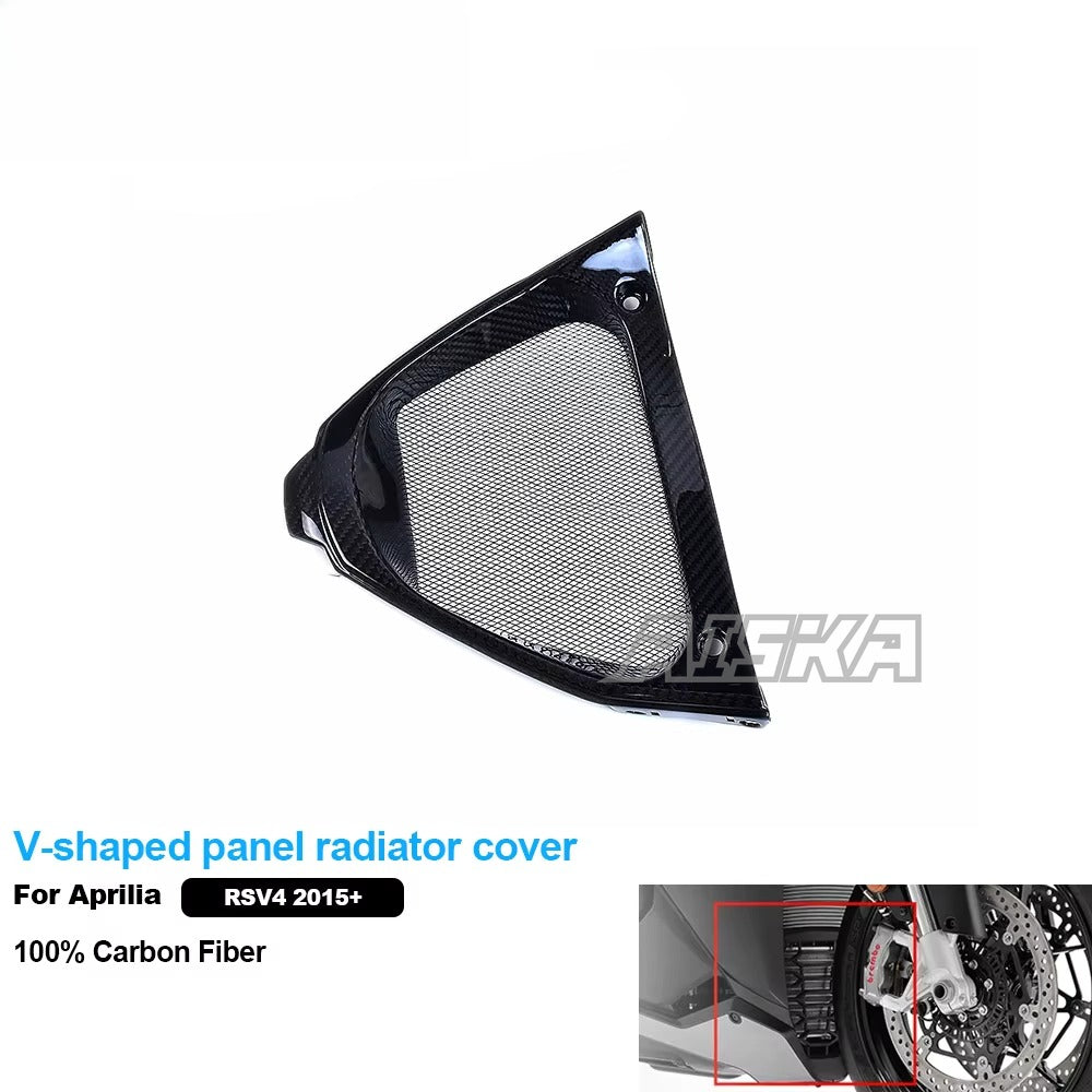 AISKA 3K 3*3 Carbon Fiber Motorcycle Accessories V-shaped Panel Radiator Cover for Aprilia RSV4  Tuono V4 2021+