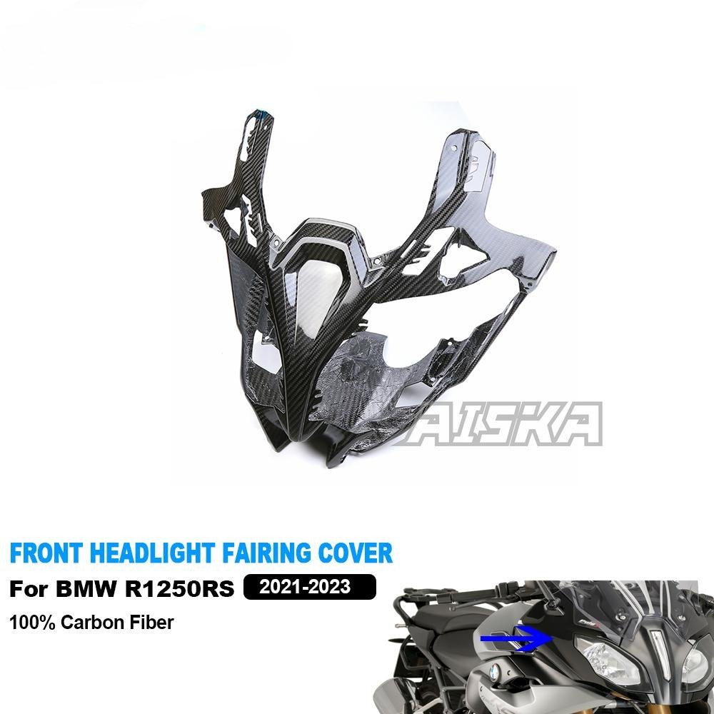 AISKA 100% Dry Carbon Fiber Motorcycle Front Headlight Fairing Cover for BMW R1250RS R 1250 RS 2021-2023