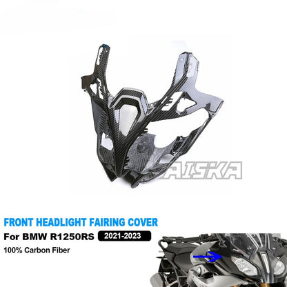 AISKA 100% Dry Carbon Fiber Motorcycle Front Headlight Fairing Cover for BMW R1250RS R 1250 RS 2021-2023