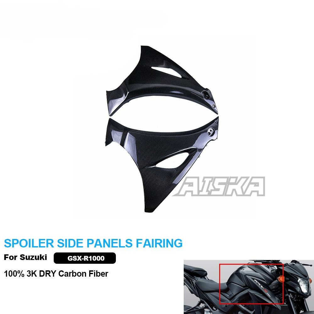 AISKA 100% 3K Dry Carbon Fiber Motorcycle  Accessories Spoiler Side Panels Fairing for Suzuki GSX-R1000 2017-2024