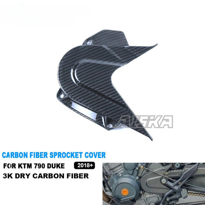 AISKA 790 890 Duke 3K Dry Carbon Fiber Motorcycle Front Chain Guard Sprocket Cover for KTM 790 890 Duke 2018-2024