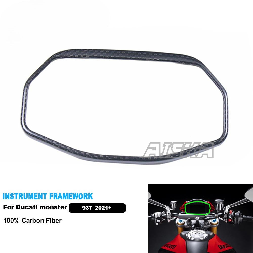 AISKA 3K 3*3 Carbon Fiber Motorcycle Accessories Instrument Framework for Ducati Monster 937 2021+