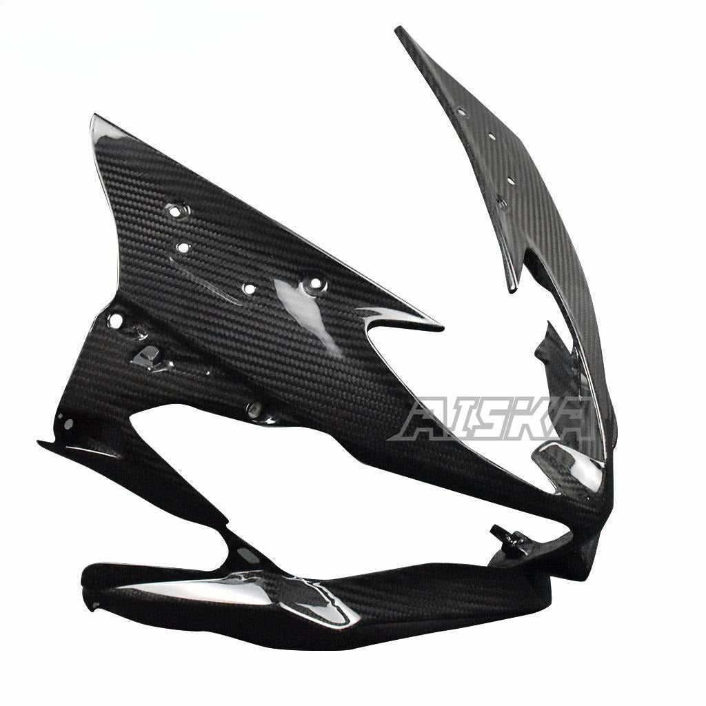 AISKA 3K Dry Carbon Fiber Motorcycle Front Nose Headlight Cover Fairing Cowl for Kawasaki ZX-6R 2019-2024