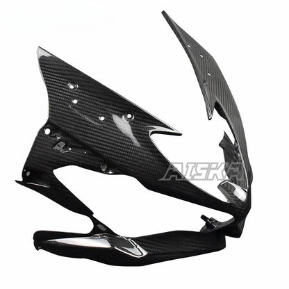 AISKA 3K Dry Carbon Fiber Motorcycle Front Nose Headlight Cover Fairing Cowl for Kawasaki ZX-6R 2019-2024