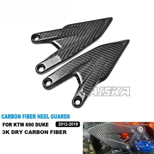 AISKA 690 Duke 3K Dry Carbon Fiber Motorcycle Footpeg Footrest Rearset Plate Heel Guards for KTM 690 Duke 2012-2019