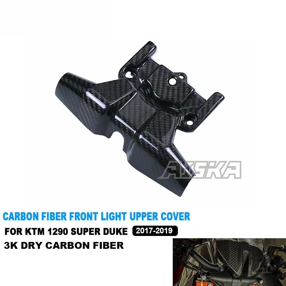 AISKA 1290 Super Duke 3K Dry Carbon Fiber Motorcycle Front Light Upper Cover for KTM 1290 Super Duke R 2017-2019