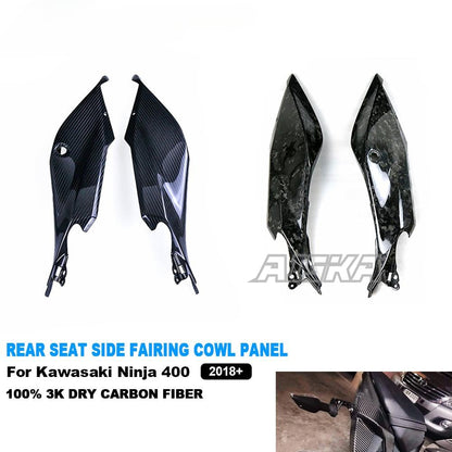 AISKA 100% 3K Dry Carbon Fiber Motorcycle Accessories Rear Seat Side Fairing Cowl Panel for Kawasaki Ninja 400 2018-2024