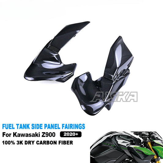 AISKA 3K Dry Carbon Fiber Motorcycle Accessories Fuel Tank Side Panels Cover Fairing Cowl for Kawasaki Z900 2020-2024 2023
