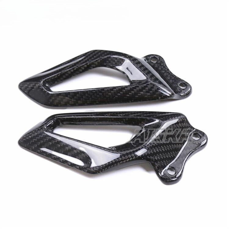AISKA 3K 3*3 Twill Weave Gloss Motorcycle Carbon Fiber Foot Peg Cover Heel Guards for BMW S1000RR 2019-2024