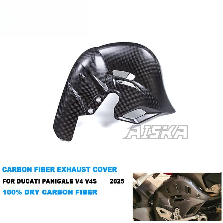 AISKA 100% 3K Full Dry Carbon Fiber Motorcycle Heat Shield Exhaust Hood Protection Cover for Ducati Panigale V4 V4S 2025