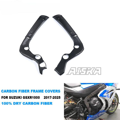 AISKA GSX-R 1000 Carbon Fiber Frame Covers 100% Dry Carbon Motorcycle Accessories Frame Covers for Suzuki GSXR1000 2017-2025